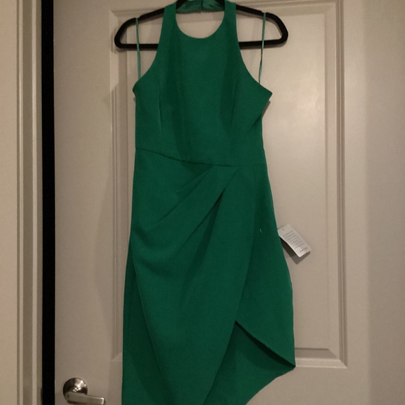 Jewel Badgley Mischka Draped Halter Neck Asymmetric Cocktail Dress, size 8 - Picture 4 of 16